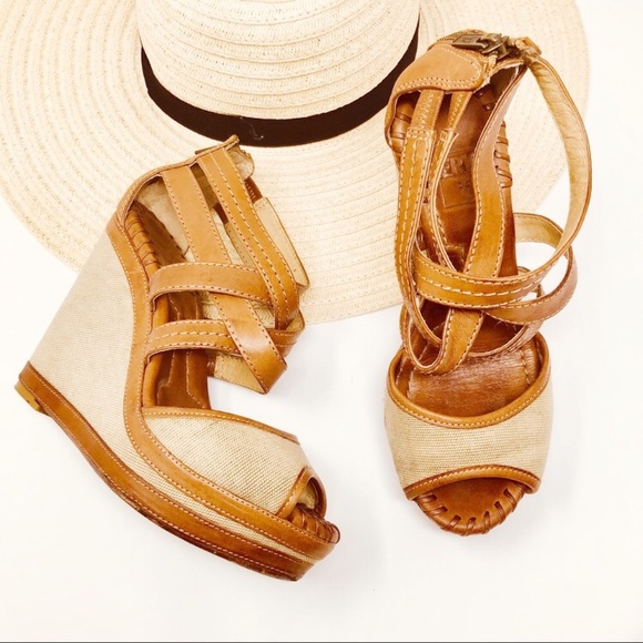 Frye Shoes - FRYE WOMEN’S CORRINA CANVAS WEDGE SANDALS